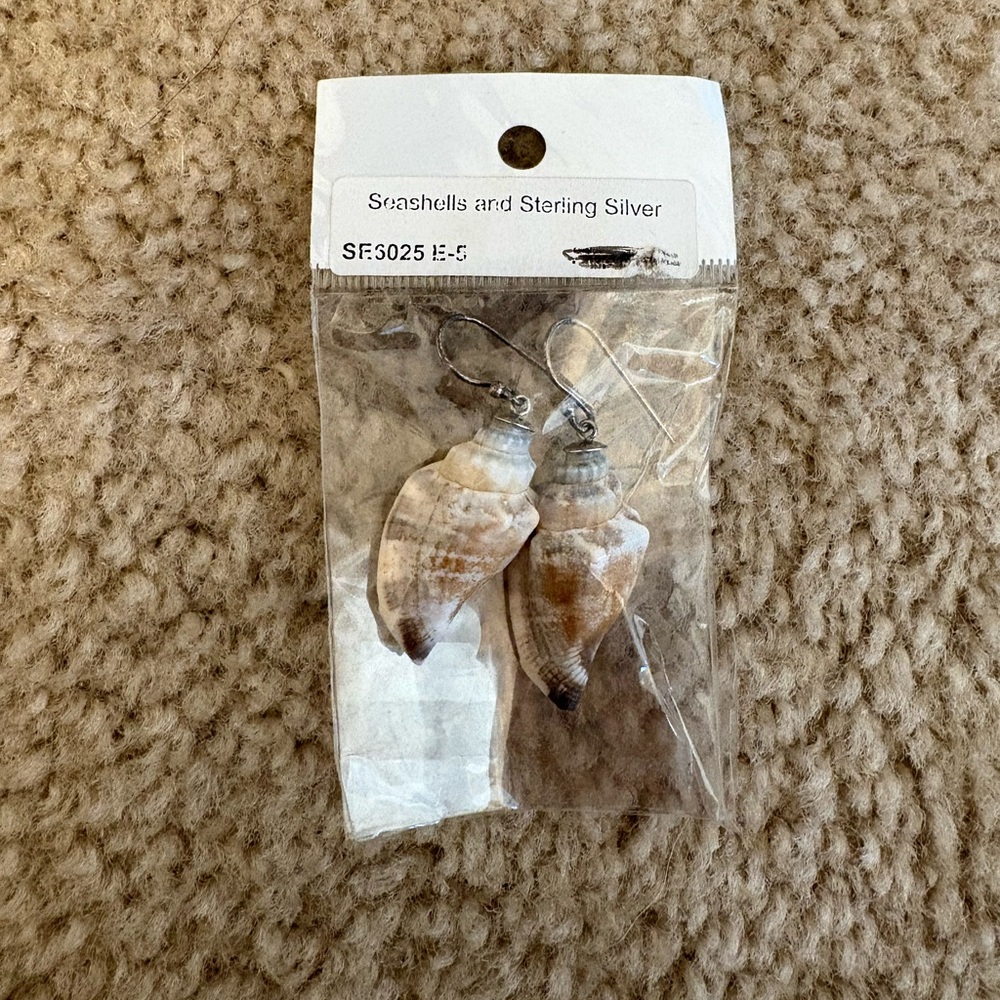 Seashell and Sterling Silver Earrings